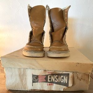 Vintage children’s leather lace up work boots.